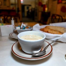 Sharp Park Restaurant - Clam chowder and bread (comes with prime rib)