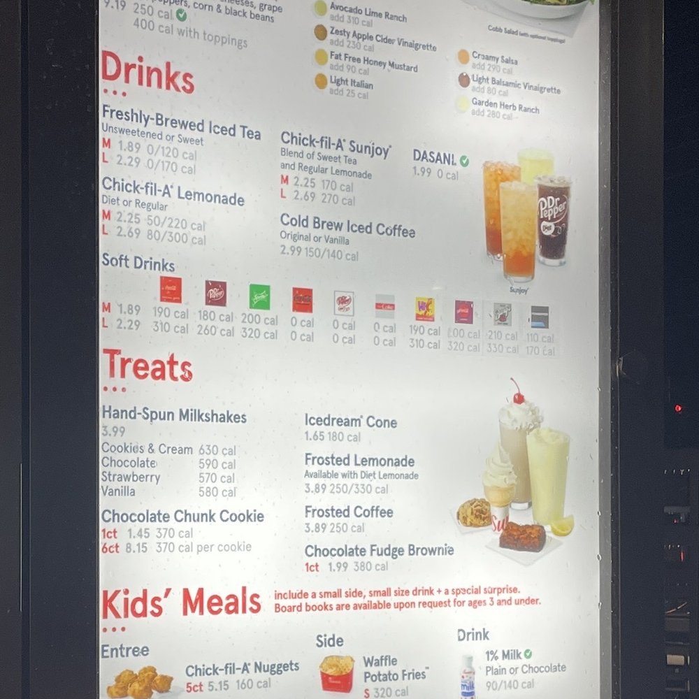 Chick-fil-A - Drive thru menu 1 - Fast Food Near Me - Machesney Park, Illinois Chick-fil-A - Drive thru menu 1 - Fast Food Near Me - Machesney Park, Illinois