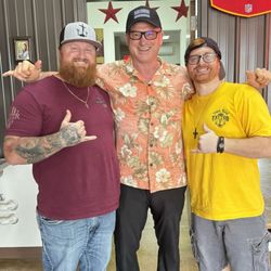Bad Donkey Tattoos - My Nephews & I. Mitch on the right (My left) is the artist! Blake is on the left (my right) These twins ROCK!