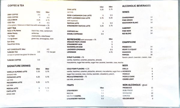 Menu photo 6 Bean Bar Northbrook, IL