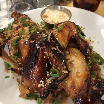 Anju Noodle Bar - The chicken wings! The Gochujang Blue Cheese sauce is perfect with these wings! - Ramen Near Me - Kittery, Maine Anju Noodle Bar - The chicken wings! The Gochujang Blue Cheese sauce is perfect with these wings! - Ramen Near Me - Kittery, Maine