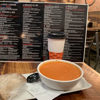 Pressed Cafe Burlington - Coffee menu and tomato bisque - Breakfast & Brunch Near Me - Burlington, Massachusetts