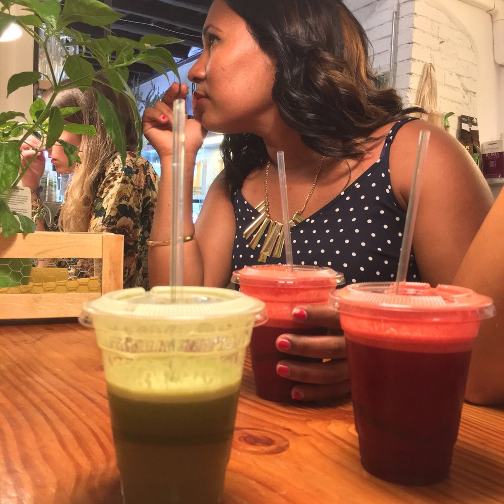 Beet / carrot juice, and pear/ cucumber fennel. Beet / carrot juice, and pear/ cucumber fennel.