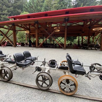 Skunk Train - The rail-bikes are turned around for halfway on our Pudding Creek ride. - Tours Near Me - Fort Bragg, California Skunk Train - The rail-bikes are turned around for halfway on our Pudding Creek ride. - Tours Near Me - Fort Bragg, California