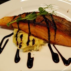 Manhattan Grill and Bar - Roasted Salmon with Basil Mashed Potatoes