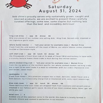 Bob Chinn's Crab House - Menu - special of the day - Seafood Near Me - Wheeling, Illinois