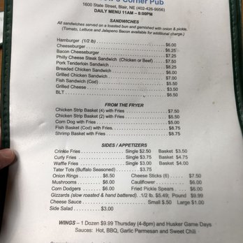 Russow's Corner Pub - Menu - Pubs Near Me - Blair, Nebraska Russow's Corner Pub - Menu - Pubs Near Me - Blair, Nebraska