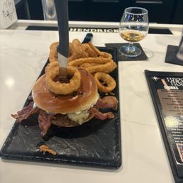 Diablo burger with onion rings Diablo burger with onion rings