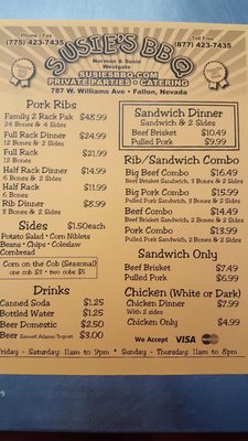 Menu photo 1 Susie's BBQ & Catering Fallon, NV