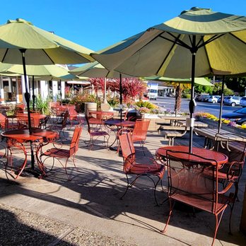 Pacific Coffee Roasting - Outside seating with umbrellas - Coffee & Tea Near Me - Aptos, California