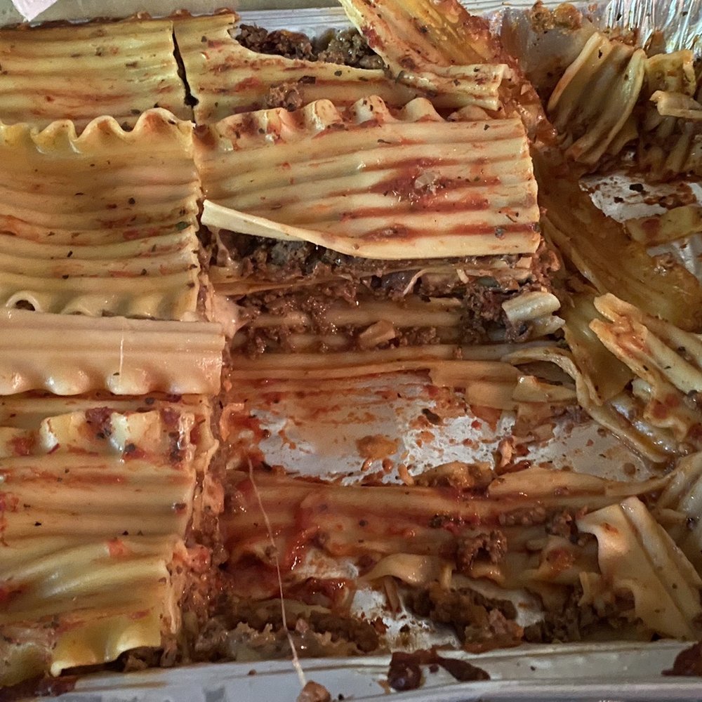 Monjunis - Full pan lasagna... sorry we couldn't wait to dig in - Italian Near Me - Shreveport, Louisiana Monjunis - Full pan lasagna... sorry we couldn't wait to dig in - Italian Near Me - Shreveport, Louisiana