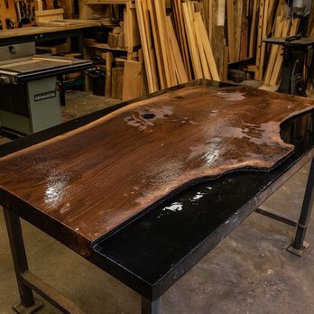 Old Sol Lumber Company - Black epoxy and first lacquer finish in my fabricators shop. - Furniture Stores Near Me - Mesa, Arizona Old Sol Lumber Company - Black epoxy and first lacquer finish in my fabricators shop. - Furniture Stores Near Me - Mesa, Arizona