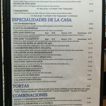 La Jaivita Restaurants - Menu page 2 - Seafood Near Me - Dallas, Texas