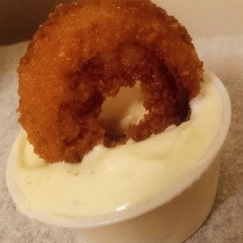 Black Bear Diner Layton - Onion ring taking a dip in the only condiment received... blue cheese dressing - Diners Near Me - Layton, Utah