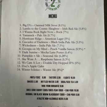 Take Two Brewery - Menu 1/21/24. - Breweries Near Me - Bay Shore, New York