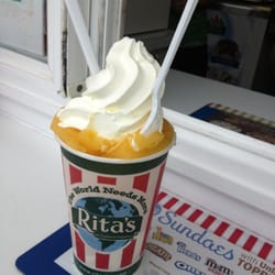 Rita’s Italian Ice & Frozen Custard - Mango ice sandwiched in vanilla custard..size Large!!