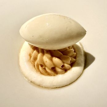Aska - Milk & Whey - Caramelized whey and milk sorbet with grass-fed cream and meadowsweet cordial - Scandinavian Near Me - Brooklyn, New York Aska - Milk & Whey - Caramelized whey and milk sorbet with grass-fed cream and meadowsweet cordial - Scandinavian Near Me - Brooklyn, New York