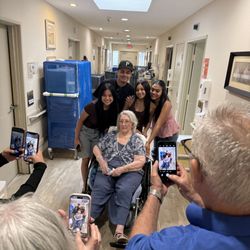 Her great grand kids that arrived late...I was getting her back to her room.