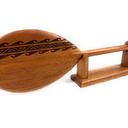 TikiMaster - Trophy koa paddle 24" on stand with custom etching.