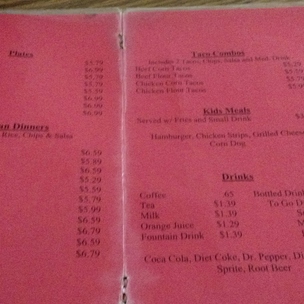 Mama Josie's Cafe - menu and prices - Mexican Near Me - Terral, Oklahoma