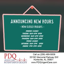 PDQ Urgent Care - Announcing New Hours