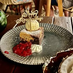 Brownie with ice cream..