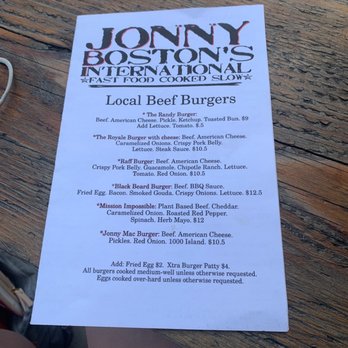 Jonny Boston's International - Menu - Sandwiches Near Me - Newmarket, New Hampshire