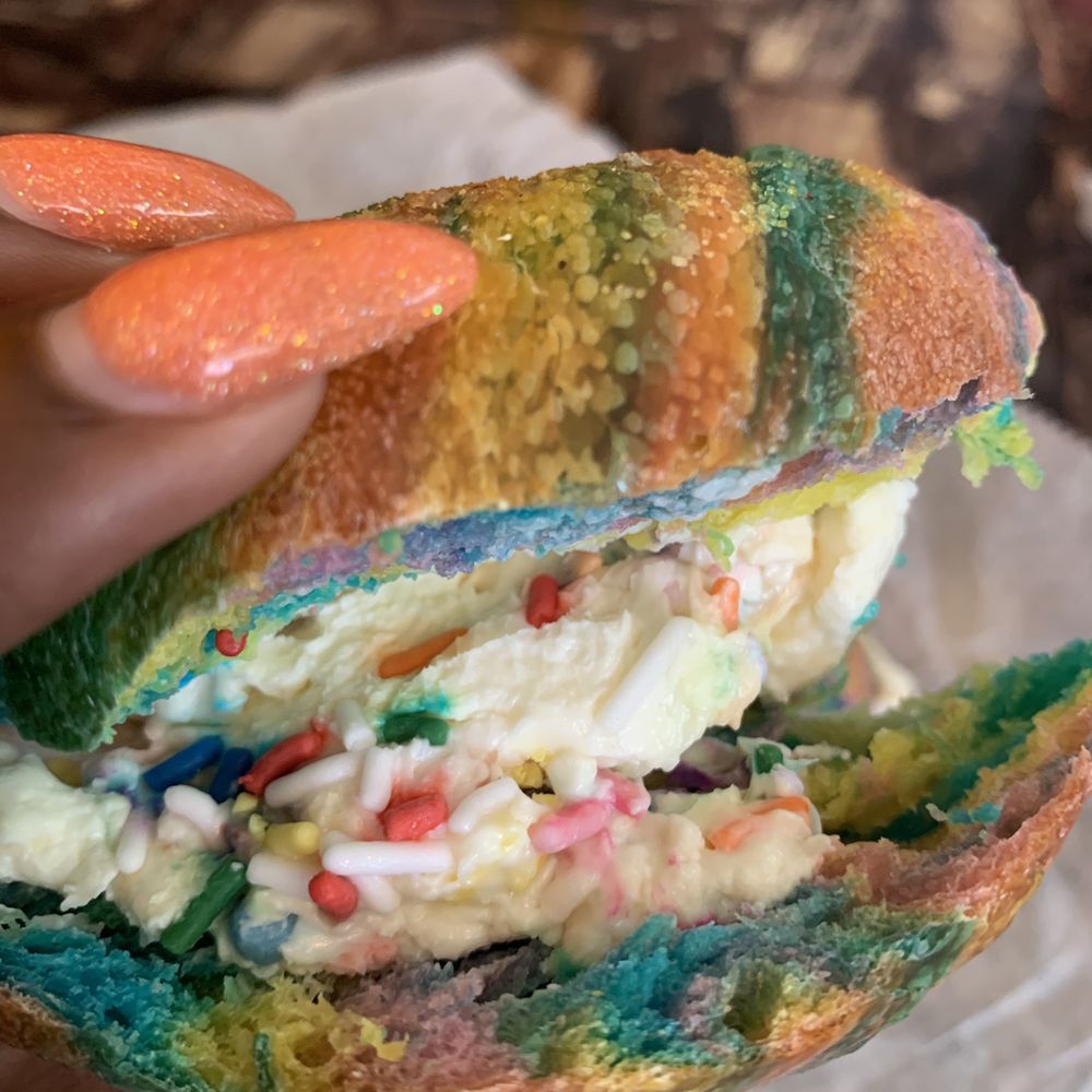 Bagelmania - Close up of the funfetti cream cheese - Bagels Near Me - Lodi, New Jersey Bagelmania - Close up of the funfetti cream cheese - Bagels Near Me - Lodi, New Jersey