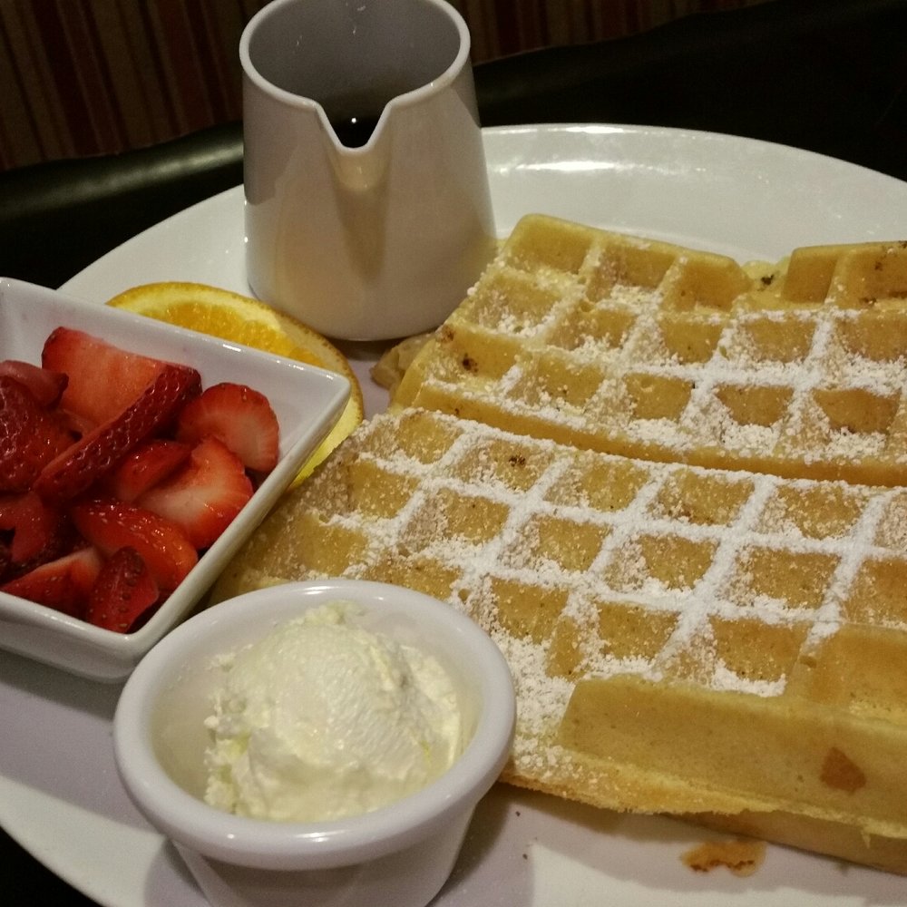 Brass Fork - Belgium waffles with strawberries on the side. - Cafes Near Me - Henderson, Nevada Brass Fork - Belgium waffles with strawberries on the side. - Cafes Near Me - Henderson, Nevada