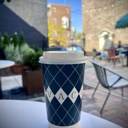 Bovaconti Coffee - Warm latte on their lovely patio.