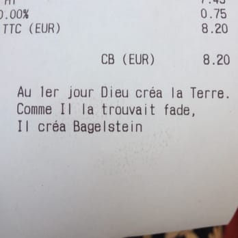 Bagelstein - Au 1er jour Dieu créa la Terre. Comme il la trouvait fade, il créa Bagelstein - Bagels Near Me - Lyon, 69