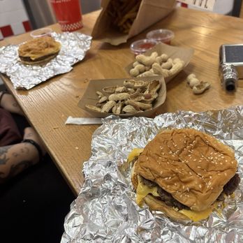 Five Guys - Cheeseburger Regular Cajun Fries Little Cheeseburger - Burgers Near Me - Conyers, Georgia Five Guys - Cheeseburger Regular Cajun Fries Little Cheeseburger - Burgers Near Me - Conyers, Georgia