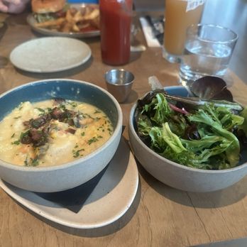 Salt + Ash Beach House - Chowder and side salad - Seafood Near Me - Halifax, Nova Scotia Salt + Ash Beach House - Chowder and side salad - Seafood Near Me - Halifax, Nova Scotia