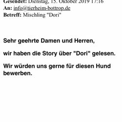 Tierfreunde Bottrop im Deutschen Tierschutzbund e.V. - Bewerbungsschreiben. Letter of application.
