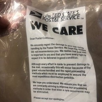 United States Post Office - The final destination post office placed the damaged package and remaining contents (some missing)into this plastic bag and delivered to me. - Post Offices Near Me - Dallas, Texas