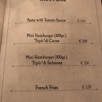 Triplo - Menu - Kids Menu - Italian Near Me - Rome, RM