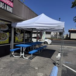 Outside seating with shade