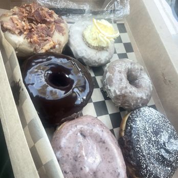 The Goods - Maple bacon, boston cream, seasonal berry, lemon, chocolate and brown butter flavors - Donuts Near Me - Carlsbad, California