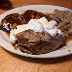 Texas Roadhouse - BBQ chicken and sirloin loaded sweet potato