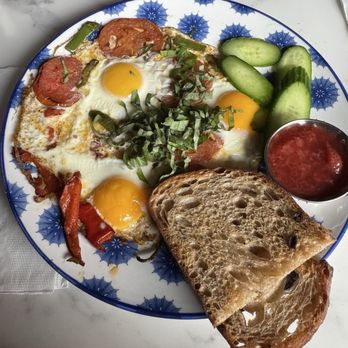 Blue Daisy - Mediterranean Eggs - Spectacular - Creperies Near Me - Santa Monica, California Blue Daisy - Mediterranean Eggs - Spectacular - Creperies Near Me - Santa Monica, California