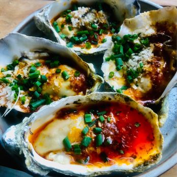 Adelaide - Tonight's appetizer: Charcoal-Roasted Pacific Oysters, Mezcal butter, dried chili, lime. - Seafood Near Me - Del Mar, California