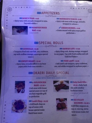 Menu photo 1 Okaeri Sushi Hibachi Monroe, NY Menu photo 1 Okaeri Sushi Hibachi Monroe, NY