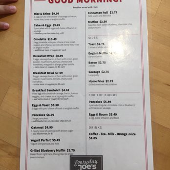 Everyday Joe's - Breakfast menu - Coffee & Tea Near Me - Bar Harbor, Maine