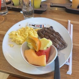 Ribeye Steak & Eggs with fruit Ribeye Steak & Eggs with fruit