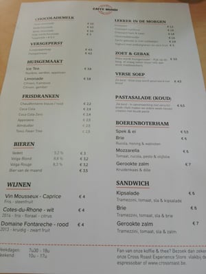 Menu photo 2 Caffe Mundi Antwerp, VAN Menu photo 2 Caffe Mundi Antwerp, VAN