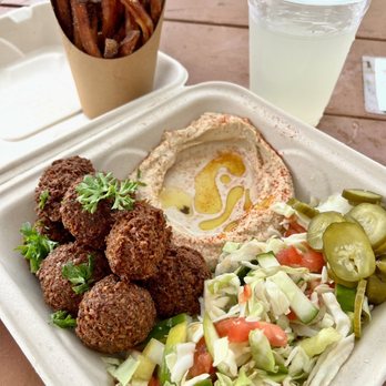 Shakalafel - $24.99 Kama'aina Special Falafel Platter with crispy, salty fries & lemonade - Falafel Near Me - Kapaa, Hawaii