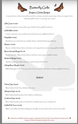 Menu photo 1 Butterfly Grille Nipomo, CA