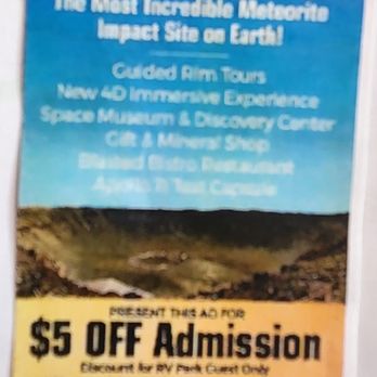 Meteor Crater RV Park - Meteor Crater is 5 miles down the road, fun tour day - RV Parks Near Me - Winslow, Arizona Meteor Crater RV Park - Meteor Crater is 5 miles down the road, fun tour day - RV Parks Near Me - Winslow, Arizona