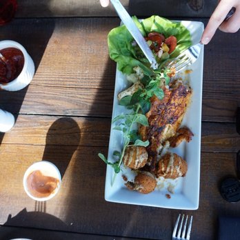 Cordwood - Blackened fish, hush puppies and salad. - New American Near Me - Mount Carmel, Utah Cordwood - Blackened fish, hush puppies and salad. - New American Near Me - Mount Carmel, Utah