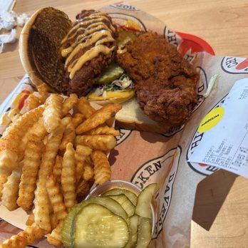 Dave's Hot Chicken - Dave's #3 1 Tender & 1 Slider w/ Fries - Chicken Shop Near Me - New Caney, Texas Dave's Hot Chicken - Dave's #3 1 Tender & 1 Slider w/ Fries - Chicken Shop Near Me - New Caney, Texas